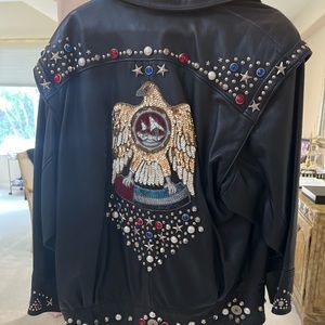 Lovely rhinestone made in Italy women’s leather jacket